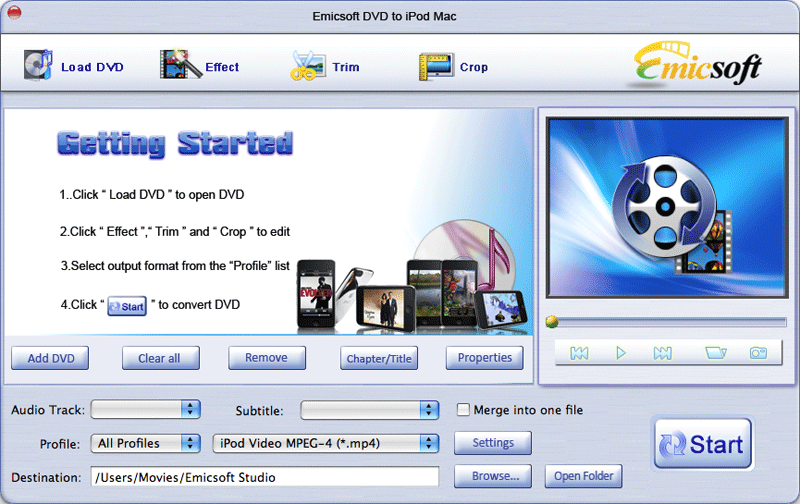 Emicsoft DVD to iPod Converter for Mac 3.2.6