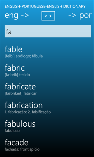English - Portuguese - English Offline Dictionary 1.4.0.0