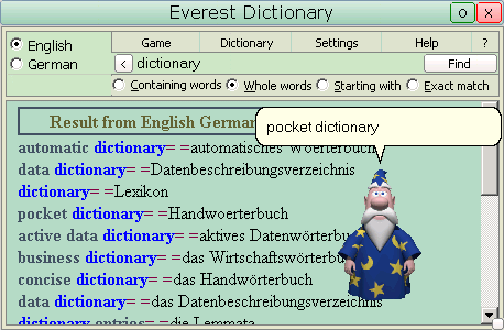 Everest Dictionary with databases 3.10