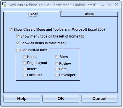 Excel 2007 Ribbon To Old Classic Menu Toolbar Interface Software 7.0