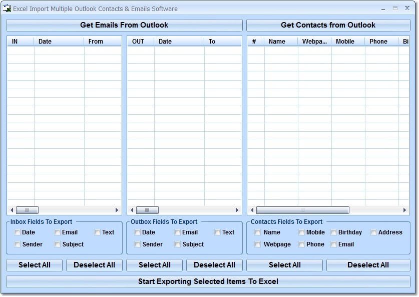 Excel Import Multiple Outlook Contacts & Emails Software 7.0