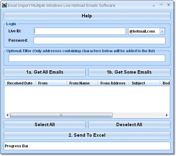 Excel Import Multiple Windows Live Hotmail Emails Software 7.0