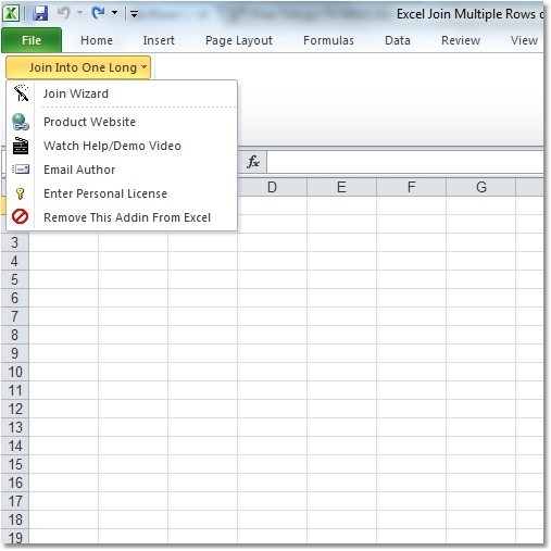 Excel Join Multiple Rows or Columns Into One Long Row or Column Software 7.0