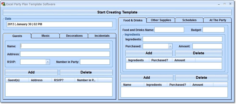 Excel Party Plan Template Software 7.0
