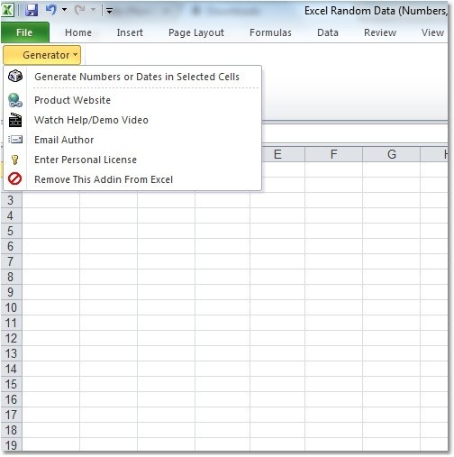 Excel Random Data (Numbers, Dates, Characters and Custom Lists) Generator Software 7.0