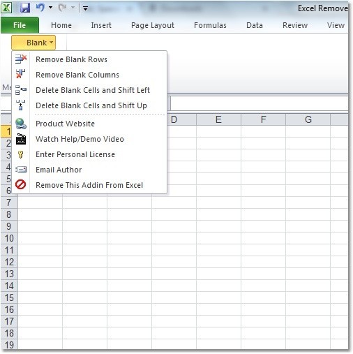 Excel Remove Blank Rows, Columns or Cells Software 7.0