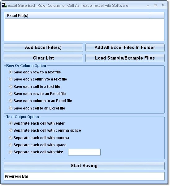 Excel Save Each Row, Column or Cell As Text or Excel File Software 7.0