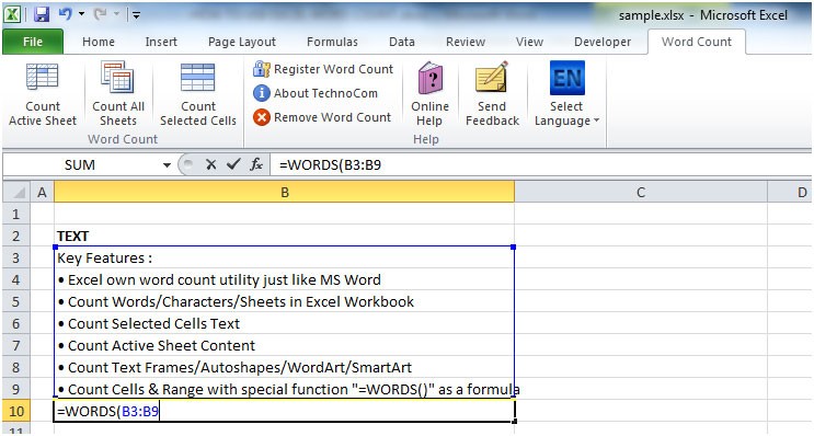Excel Word Count 2.0.0