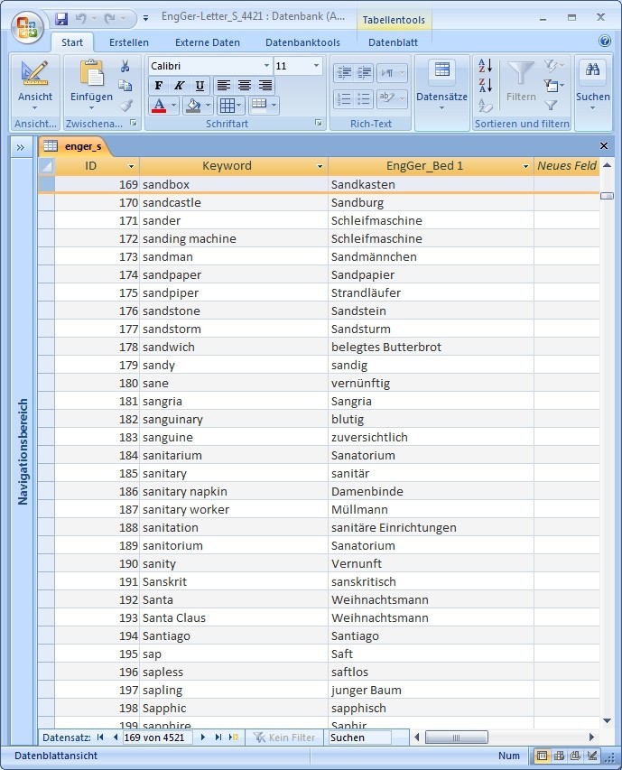 Excel Wordlist English German 1.0