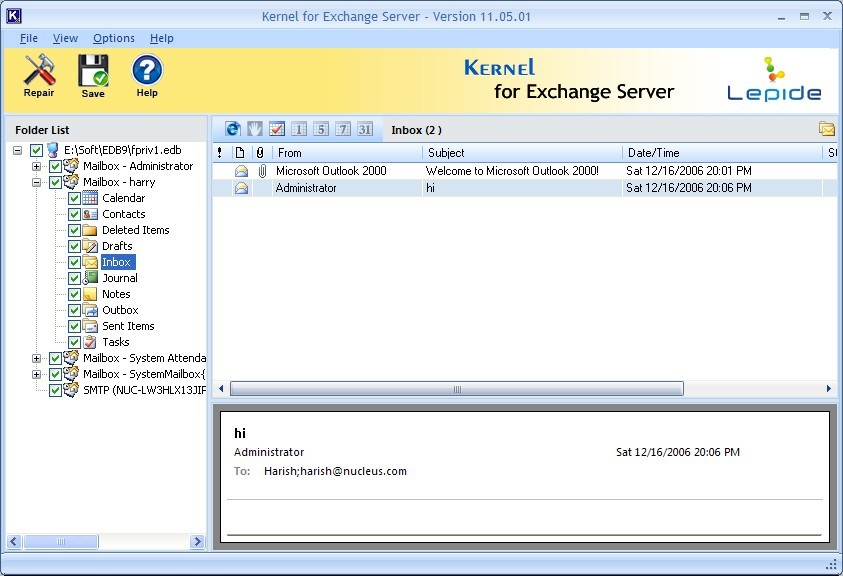 Exchange 2007 Server Recovery 11.05.01
