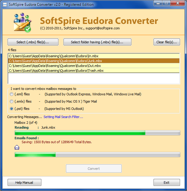 Export Eudora to Outlook 2.0