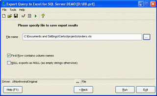Export Query to Excel tool for Oracle Server 1.06.42