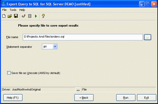 Export Query to SQL for SQL server 1.04.20
