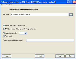 Export Table to Text tool for MS SQL Server 1.06.42