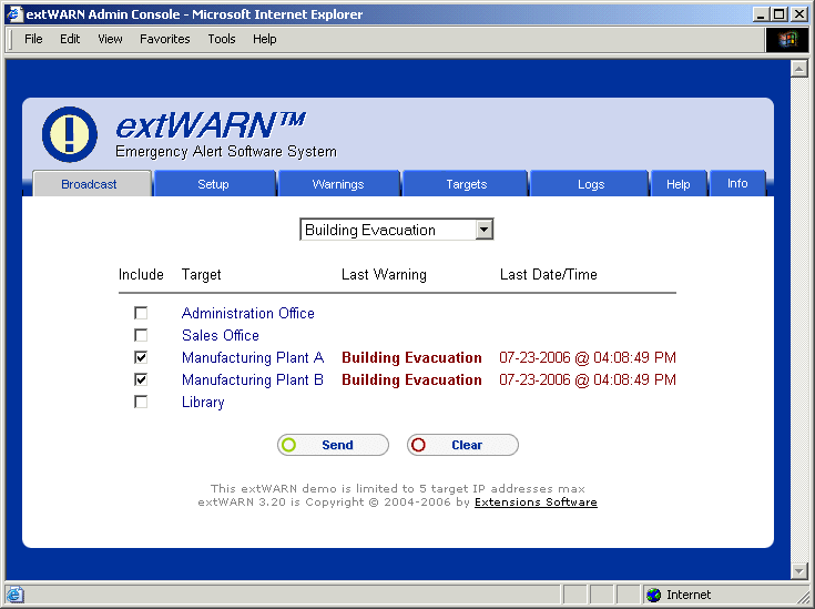 extWARN Emergency Alert Software System 3.11