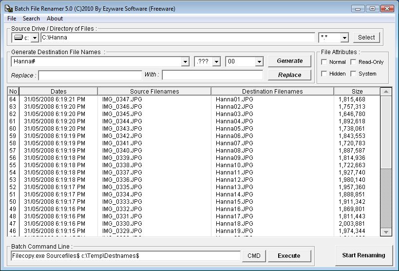 Ezyware Batch File Renamer 5.1