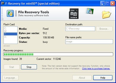 F-Recovery for miniSD 1.8