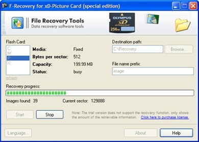 F-Recovery for xD-Picture Card 2.5
