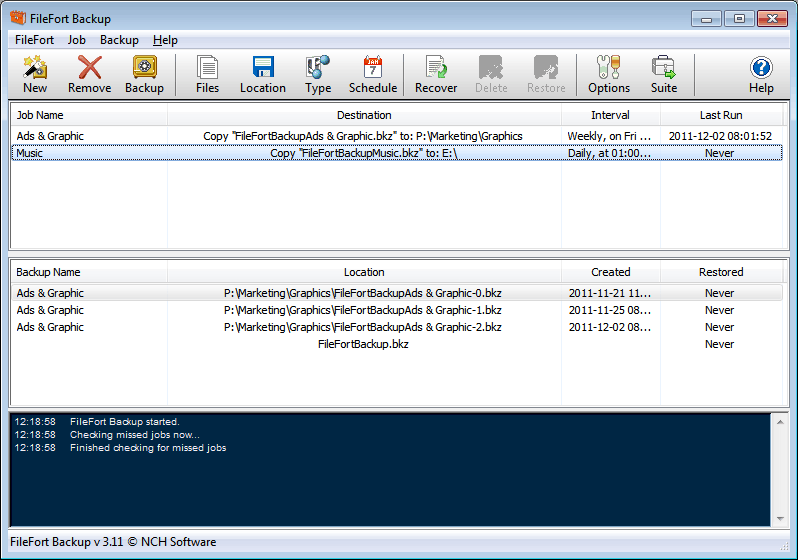 FileFort Data Backup Software 3.25