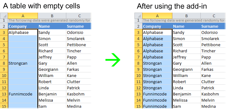 Fill Blank Cells for Microsoft Excel 1.0