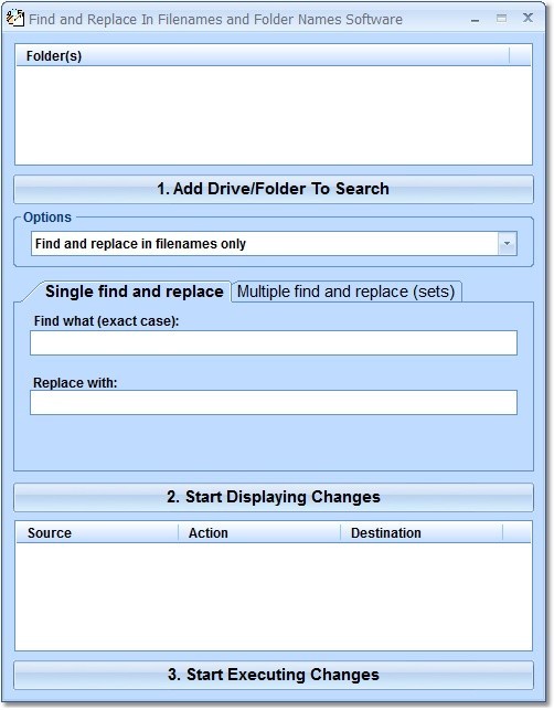 Find and Replace In Filenames and Folder Names Software 7.0