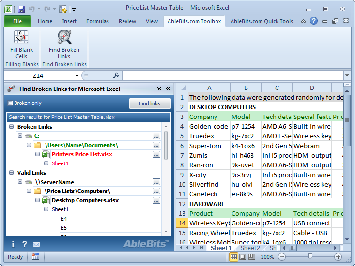 Find Broken Links for Microsoft Excel 1.0
