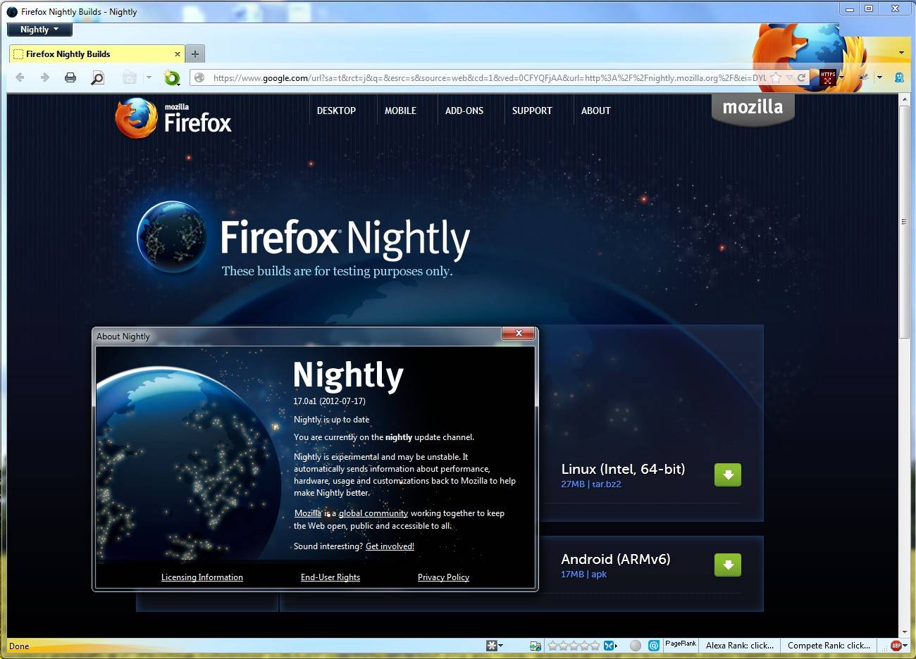 Firefox 64bit x64 22.0a1 1.0