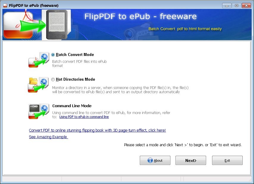 Flip PDF to ePUB - Freeware 2.7