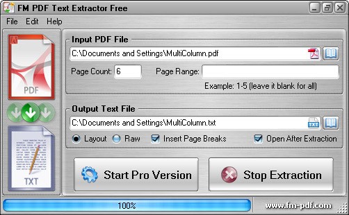 FM PDF Text Extractor Free 1.1