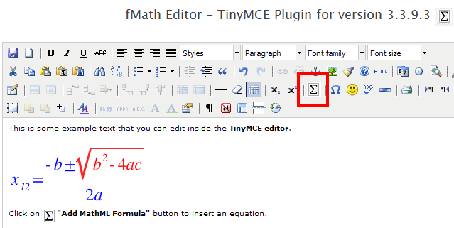 fMath Editor - TinyMCE Plugin 1.5.1