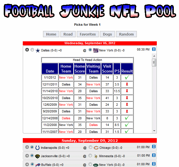 Football Junkie NFL Pool 2012.0.0.0