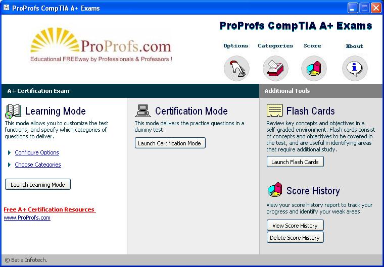 Free CompTIA A+ Practice Exams: ProProfs 2.2.1