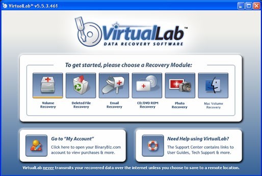 Free Data Recovery Software - VirtualLab 1.0.4