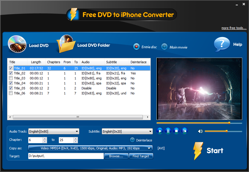Free DVD to iPhone Converter 3.2.9