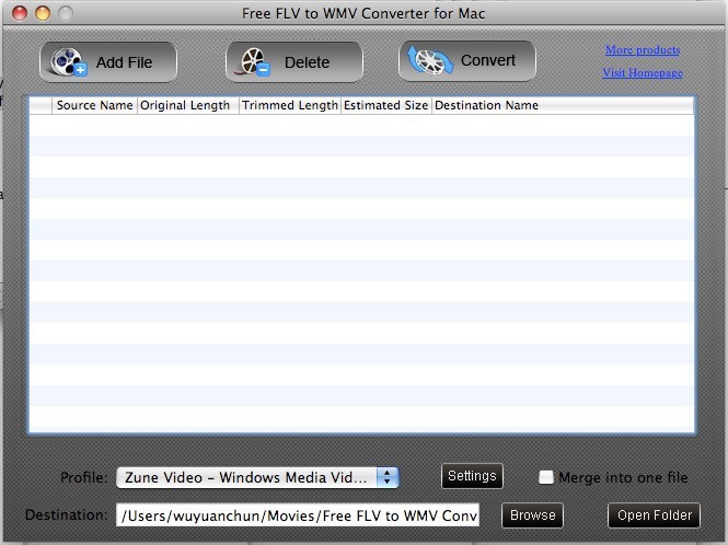 Free FLV to WMV Converter for Mac 1.1.20