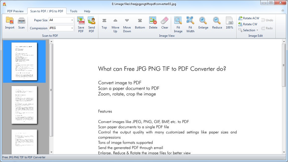 Free JPG PNG TIF to PDF Converter 4.5.3