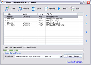 Free MP3 to CD Converter & Burner 2.5
