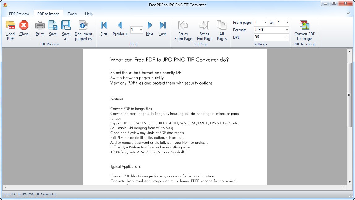 Free PDF to JPG PNG TIF Converter 4.5.2
