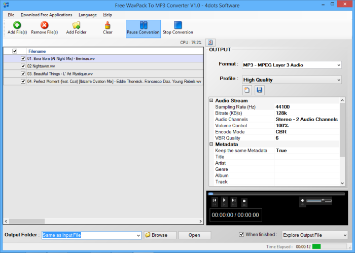 Free WavPack To MP3 Converter 4dots 1.0