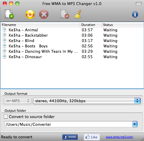 Free WMA to MP3 Changer MAC 1.8