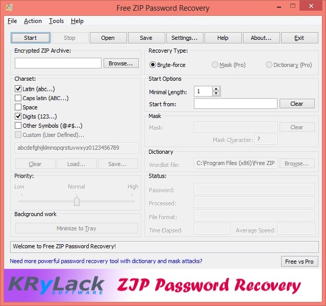 Free ZIP Password Recovery 3.70