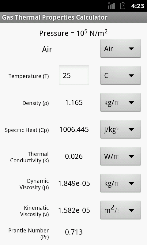 Gas Thermal Properties Calc 1.1