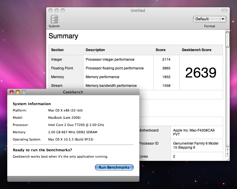 Geekbench for Mac OS X 2.4.0