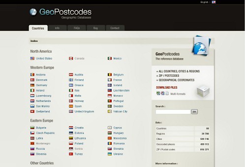 GeoPostcodes database 2.0