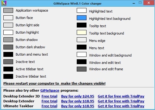 GiMeSpace Win8 Color Changer 1.0.1.8