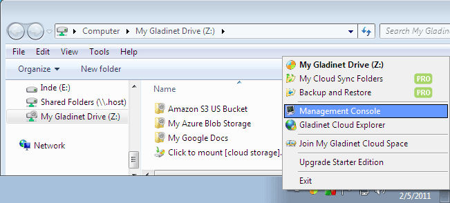 Gladinet Cloud Desktop for Windows Azure 2.3.392