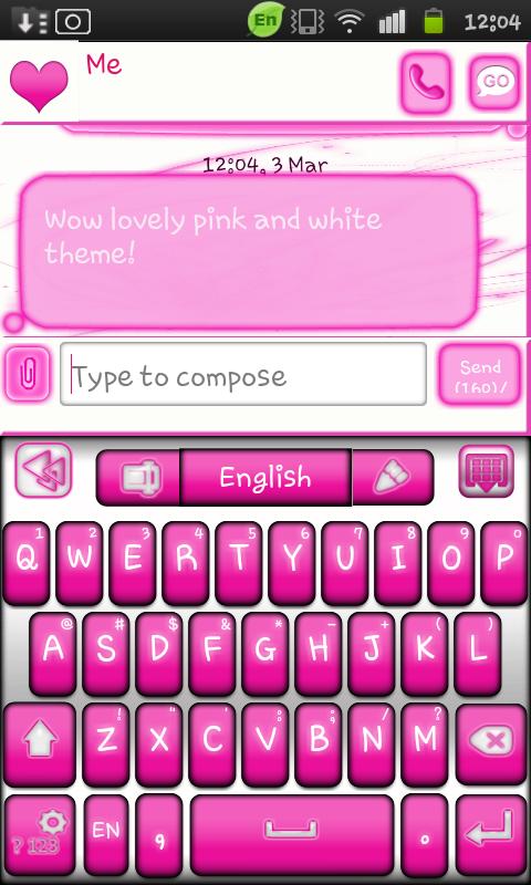 Go Keyboard Pink and White 1.0