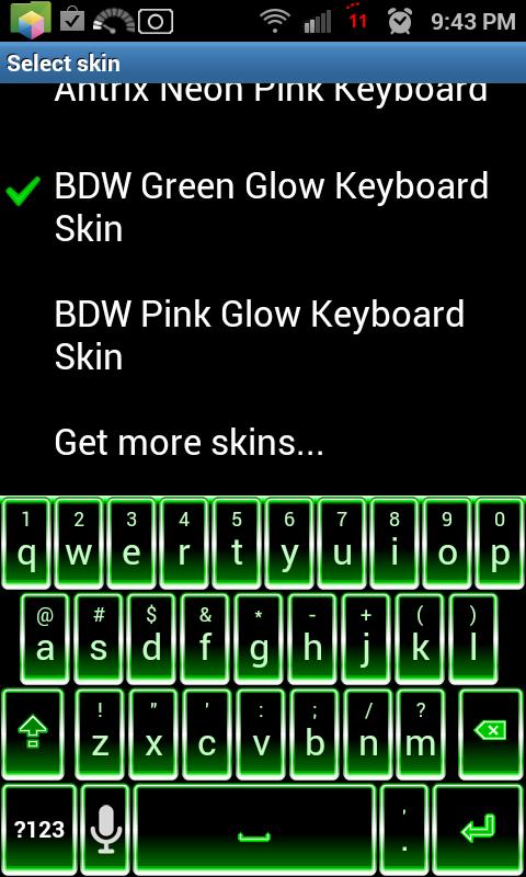 Green Glow Keyboard Skin 1.0.0.4