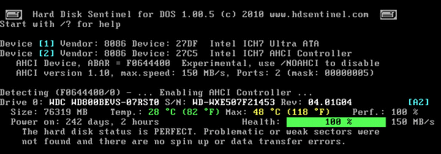 Hard Disk Sentinel DOS 1.00.5