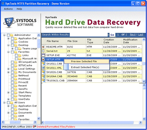 Hard Drive Data Restore Software 2.0